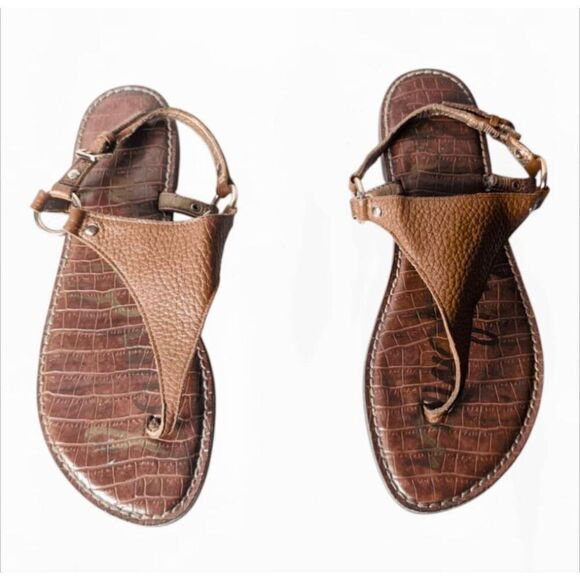 SAM EDELMAN Greta Brown Pebbled Leather Sandal Size 9M - Picture 2 of 5